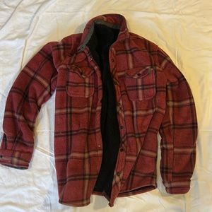 Red flannel jacket with warm fuzzy interior